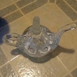 Joe st. Clair paperweight teapot white pretty flowers. Vintage